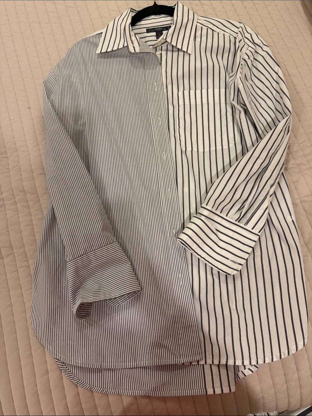 Banana Republic Women's Split Vertical Stripe Button-Down Shirt - White/Black